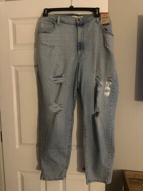 Levi's Light Blue Distressed Mom Jeans